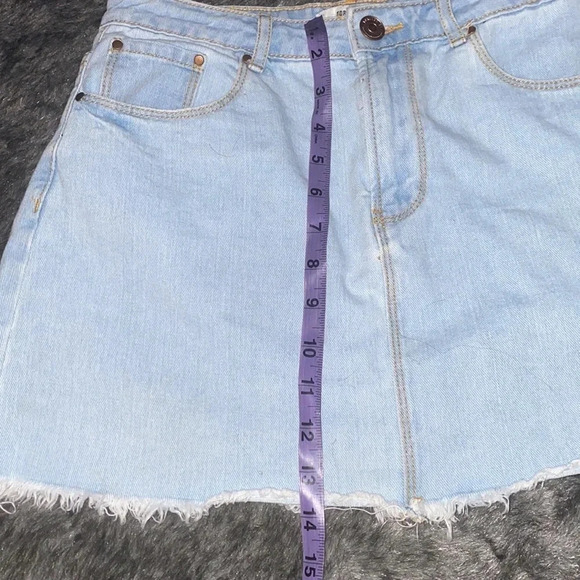 Forever 21 blue loose hem denim jeans mini skirt Sz  28 - Picture 6 of 9